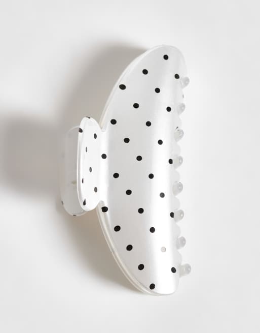 DesignB London Haarspange mit Polka-Dot-Muster in Weiß und Schwarz, 3 von 3