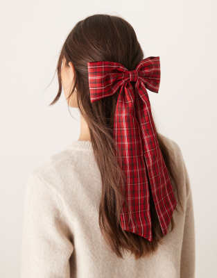 DesignB London hair bow in red check