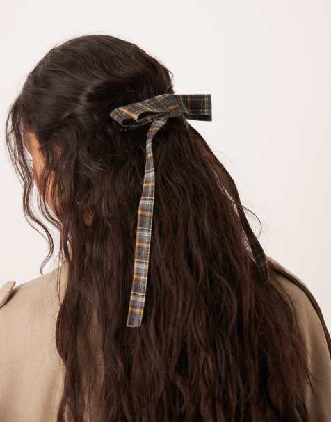 DesignB London hair bow in tartan plaid - view 1