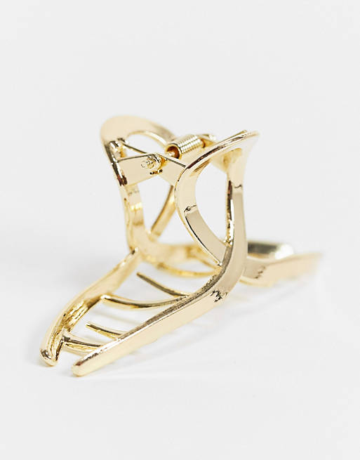 DesignB London hair claw clip in gold metal