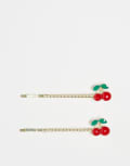 [DesignB London] DesignB London hair clips with red cherry in pearl No Size RED