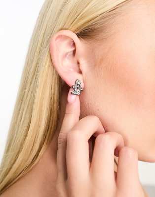 DesignB London halloween ghost stud earrings in silver