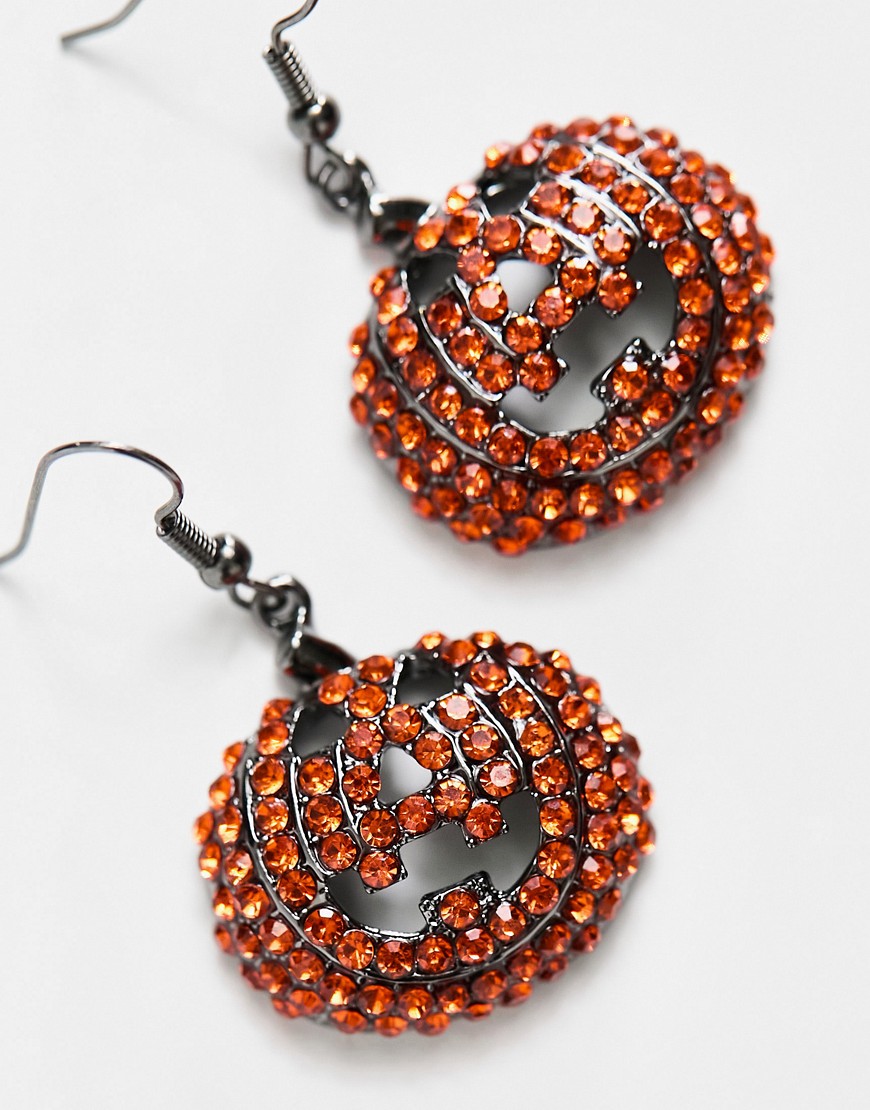 DesignB London halloween pumpkin earrings in black