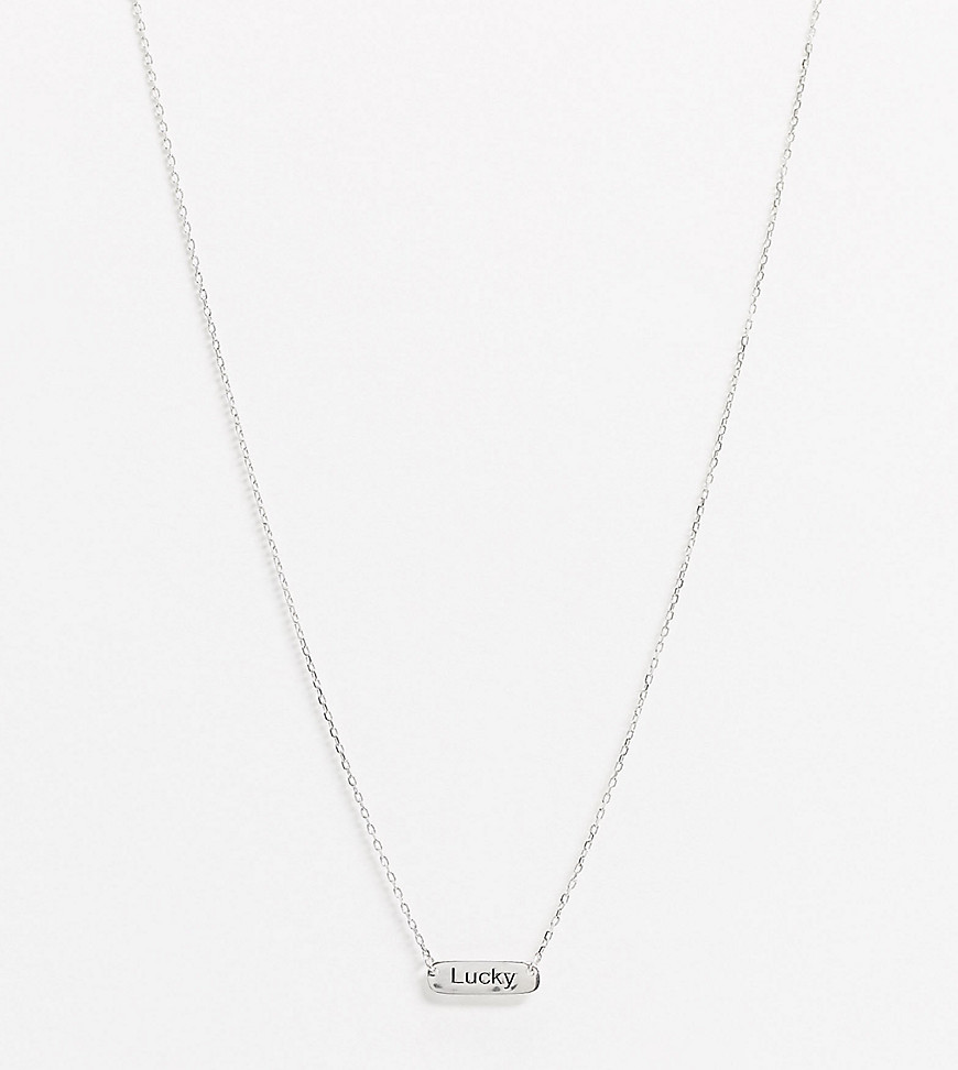 DesignB London – Halsband i äkta silver med Lucky-berlock – Endast hos ASOS-Flerfärgad