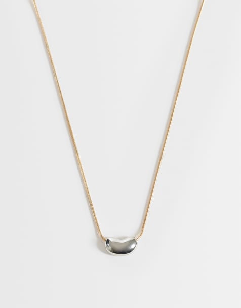 DesignB London halsband med stenformat hänge i blandmetall - view 1