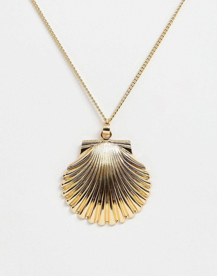 DesignB London – Halsband med stort, snäckformat hänge-Guld