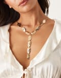 [DesignB London] DesignB London hammered boho lariat necklace in gold No Size GOLD