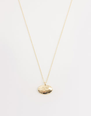 Designb London Hammered Pendant Necklace In Gold