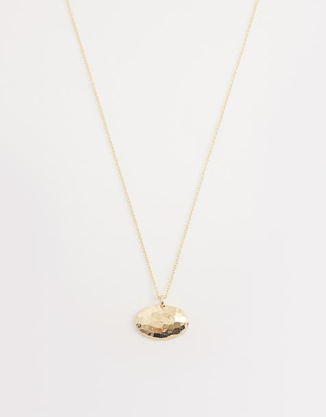 DesignB London hammered pendant necklace in gold tone - view 1