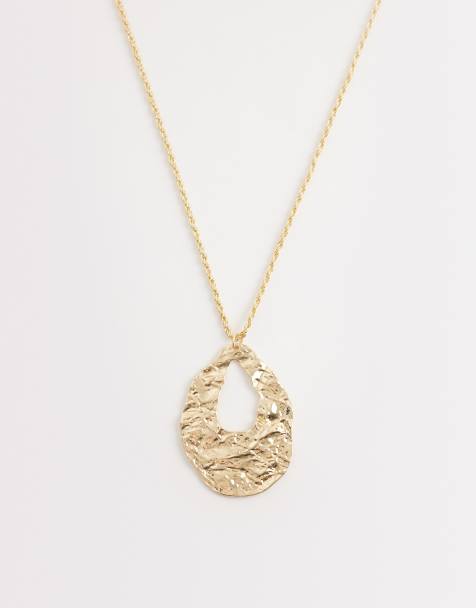 DesignB London hammered pendant necklace in gold - view 1