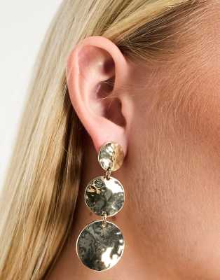 DesignB London Hammered Statement Earrings In Gold | ASOS