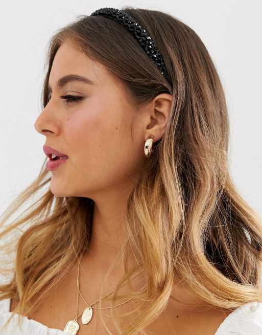 DesignB London – Handgearbeiteter Haarreif mit schwarzem Perlenbesatz