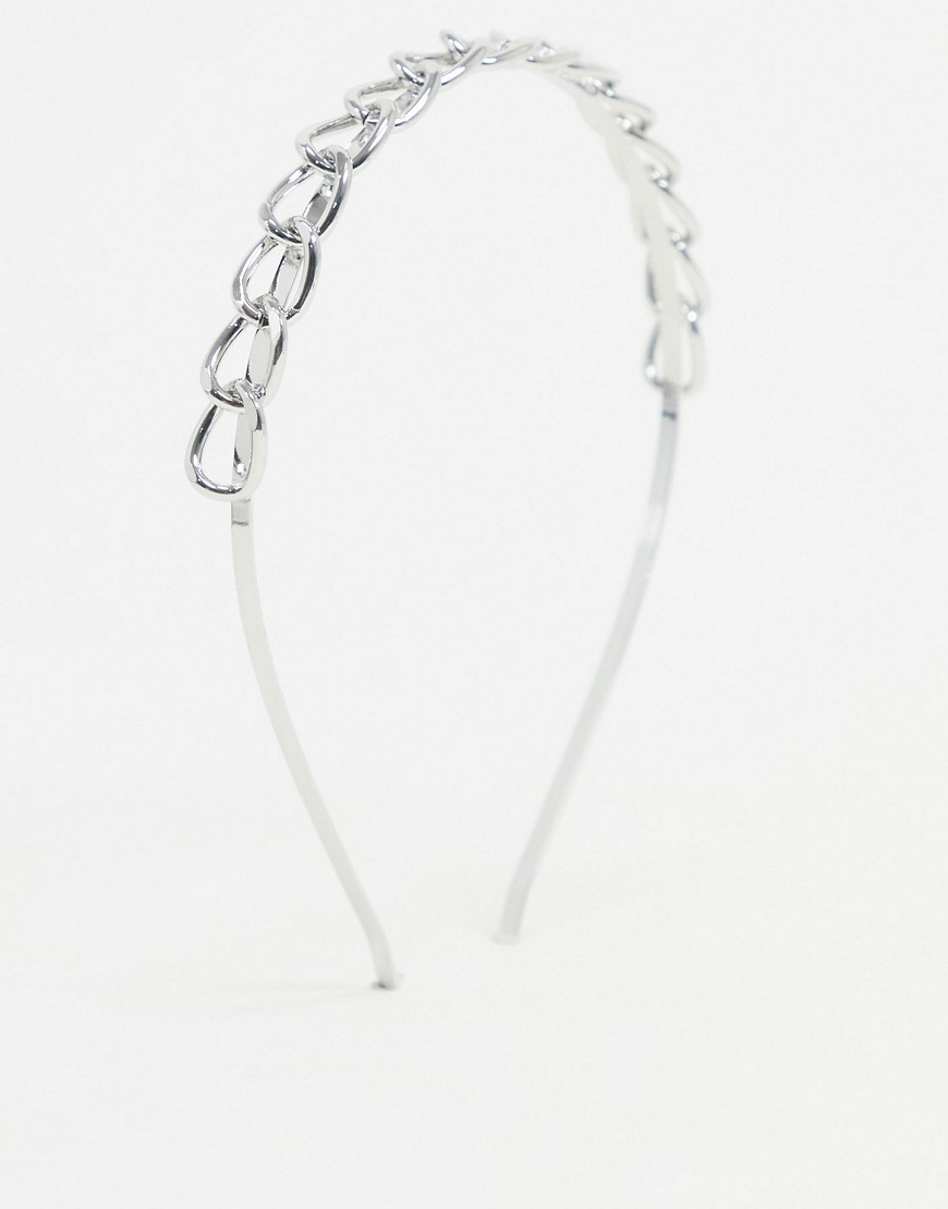 DesignB London – Hårband med silverfärgade kedjor