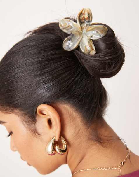 DesignB London hawaiian hair claw in neutral marble - view 1