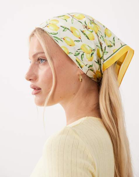 DesignB London headscarf in lemon print - view 1