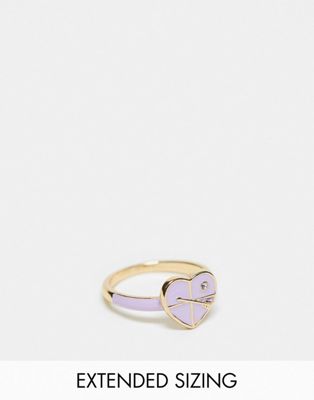 DesignB London heart enamel ring in purple