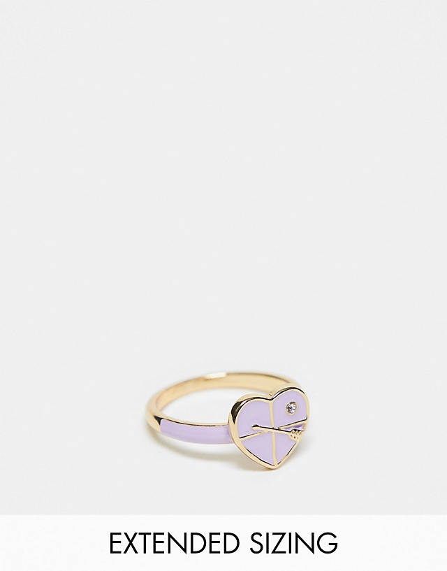 DesignB London - heart enamel ring in purple