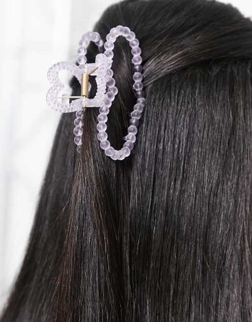 DesignB London heart shaped hair claw in lilac 