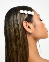 ASOS DESIGN hair claw clip with faux pearls in gold tone