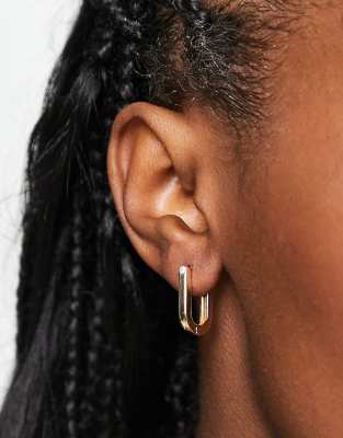 DesignB London hexagon huggie hoop earrings in gold