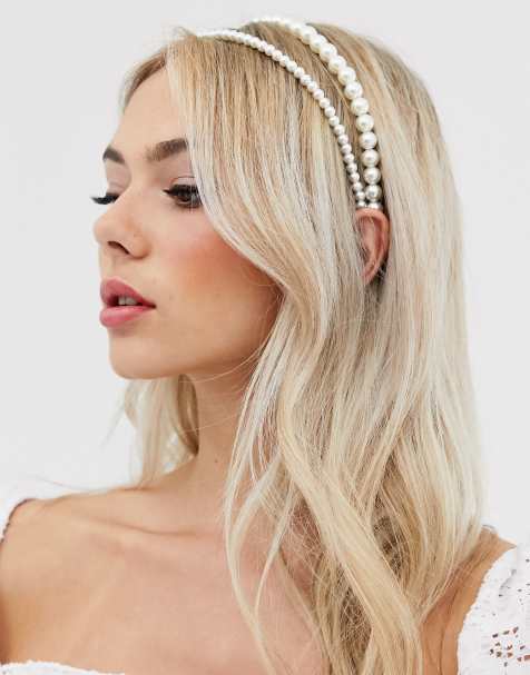 DesignB London - Hoofdband met dubbele rij parels - view 1