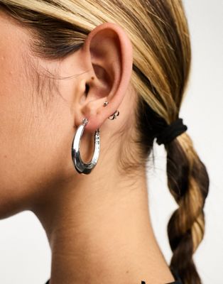 DesignB London hoop earrings in silver - ASOS Price Checker