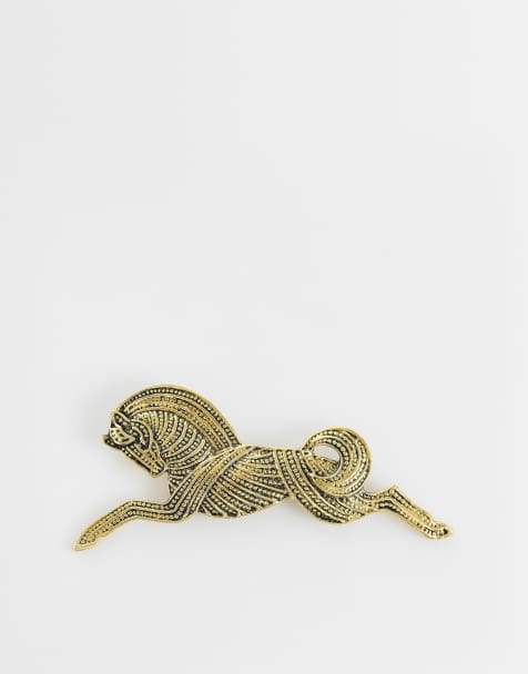 DesignB London horse brooch in antique gold - view 1