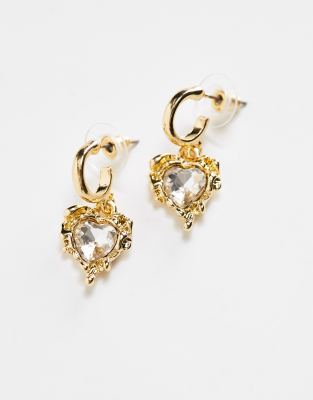 Loveheart Crystal Hoop Earrings | Gold|Valentina-Rose