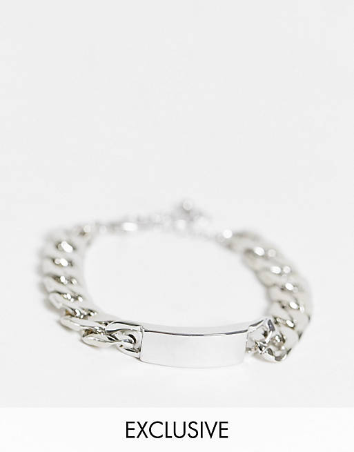 Designb London ID chain bracelet in silver exclusive to ASOS