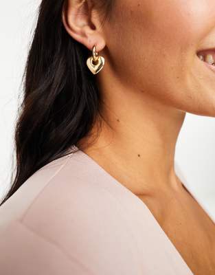 DesignB London Interlocking Heart Hoop Earrings In Gold | ASOS