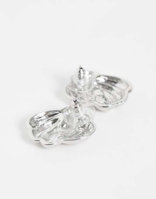 DesignB London intertwined stud earrings in silver, 3 of 4