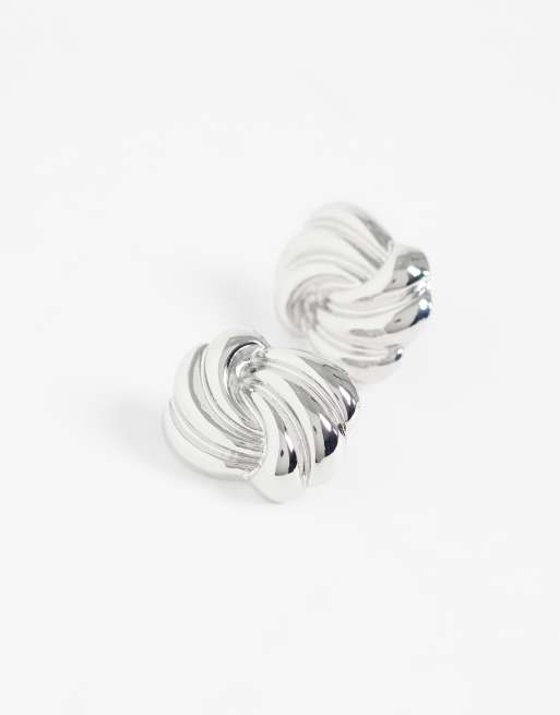 DesignB London intertwined stud earrings in silver, 4 of 4