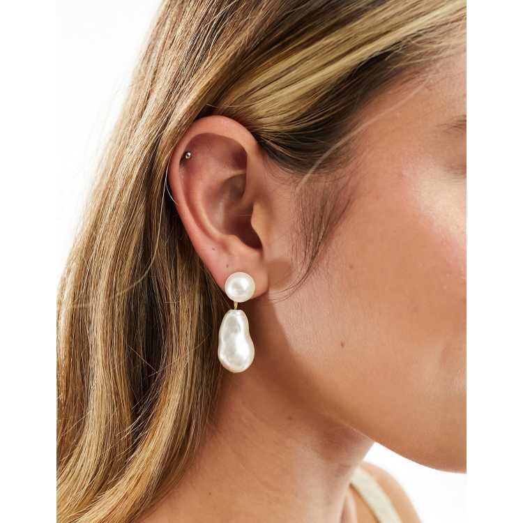 Uneven deals pearl earrings