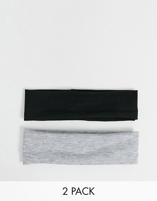 DesignB London jersey headband multipack x 2 in black and grey