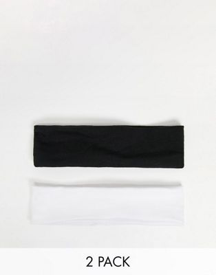 DesignB London jersey headband multipack x 2 in black and white | ASOS