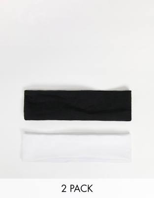 DesignB London DesignB London jersey headband multipack x 2 in black and white