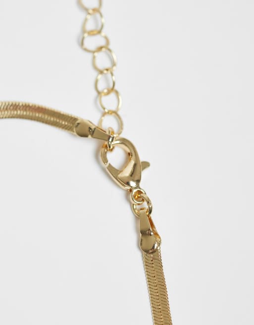DesignB London - Ketting met verschillende schakels en hanger in goud, 3 van 4