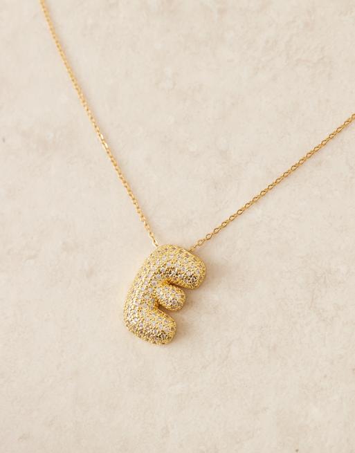 DesignB London - Ketting met versierd bol E-initiaal met versiering in goud, 3 van 4