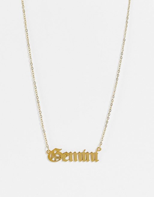 DesignB London - Ketting van roestvrij staal met 'Gemini' sterrenbeeldhanger in goudkleur 