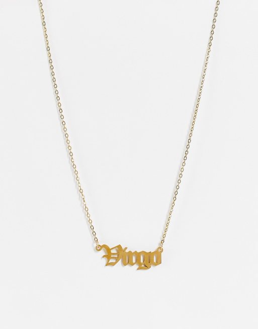 DesignB London - Ketting van roestvrij staal met 'Virgo' sterrenbeeldhanger in goudkleur 