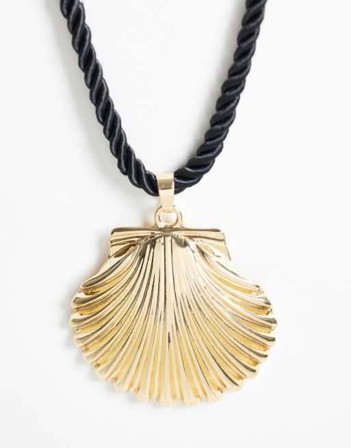 DesignB London - Ketting van zwart touw met schelpen, 4 van 4