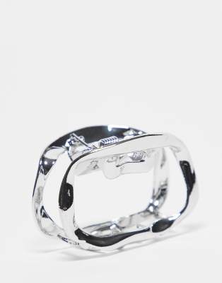 DesignB London - Kleine Haarklammer aus Metall in geschmolzener Silberoptik