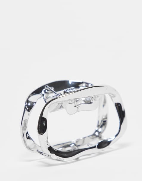 DesignB London – Kleine Haarklammer aus Metall in geschmolzener Silberoptik - view 1