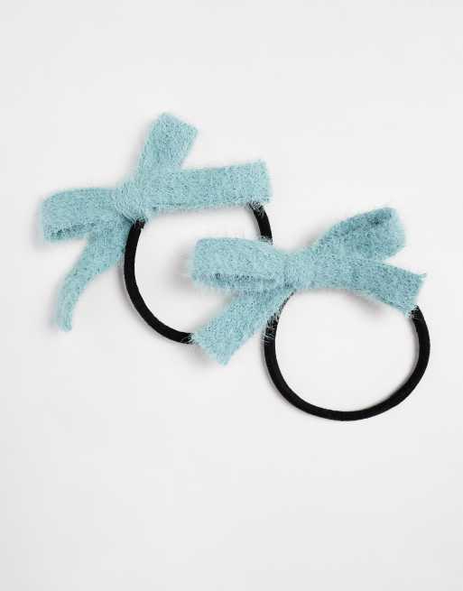 DesignB London knitted hair ribbon in sage green, 2 of 4