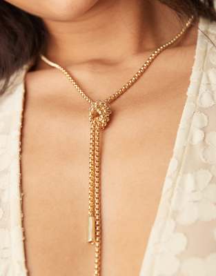 Designb London Knot Detail Lariat Necklace