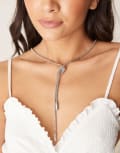 [DesignB London] DesignB London knot detail lariat necklace in silver No Size SILVER