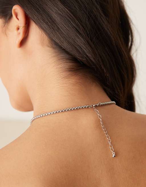 DesignB London knot detail lariat necklace in silver, 2 of 3