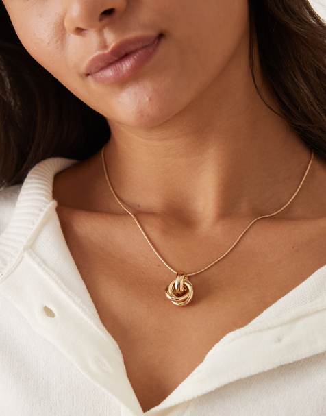 DesignB London knot pendant necklace in gold tone - view 1