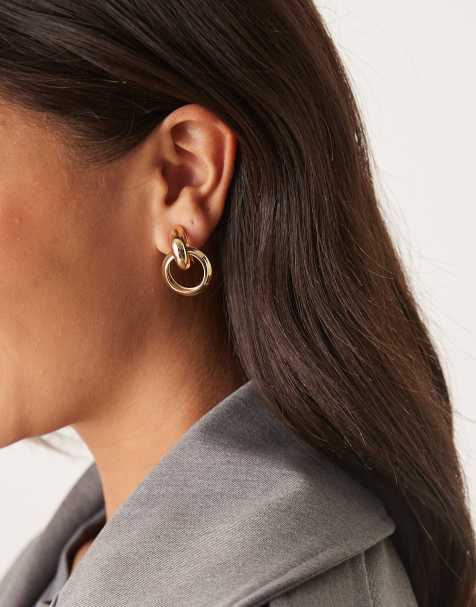 DesignB London – Kolczyki w kształcie kołatki w kolorze złotym - view 1