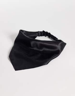 DesignB London - Kopftuch aus Satin in Schwarz